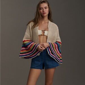 By Anthropologie flared crochet cardigan